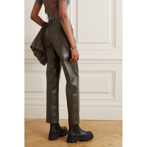 AGOLDE 31 New Iguana Green faux Leather Pants - Picture 2 of 4